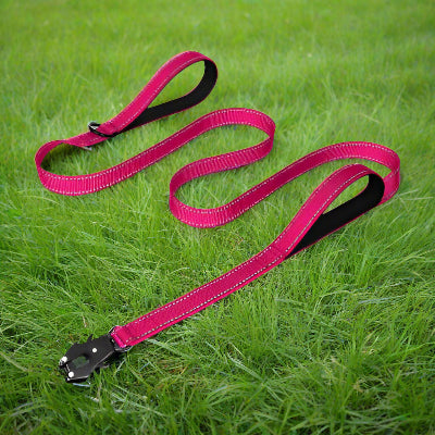 Laisse pour chien LeashFrog™ – version rose fuchsia, poignée rembourrée et clip grenouille