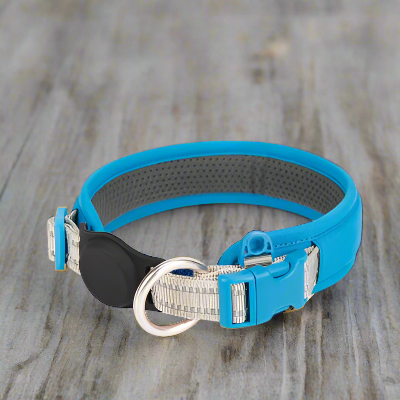 Collier pour chien WoufTag™ bleu avec support AirTag intégré – sécurité et style