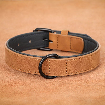 Collier-pour-chien-en-Cuir-rembourré-DogmaCuir-Marron-clair