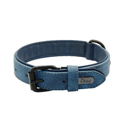 Collier-pour-chien-en-Cuir-rembourré-DogmaCuir-bleu