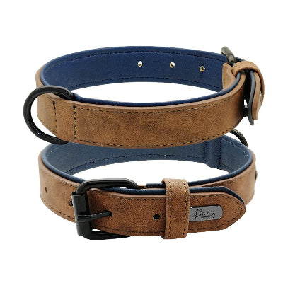 Collier-pour-chien-en-Cuir-rembourré-DogmaCuir-café