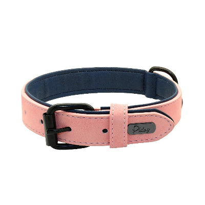 Collier-pour-chien-en-Cuir-rembourré-DogmaCuir-rose