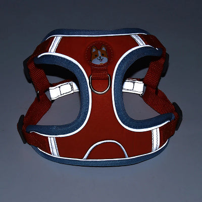 Harnais anti-traction VisioDog marron pour chien, vue de dos