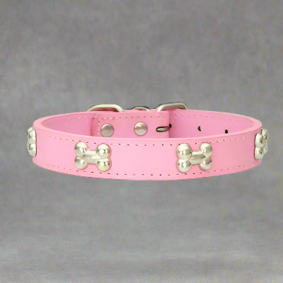 Collier chien Rivet’Os™ rose – look tendre avec boucle en os brillante